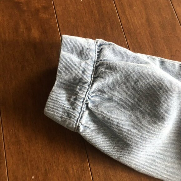 👛 (ANY 2/$35) AARON & AMBER Blue Denim Long Sleeved Tiered Dress - Picture 4 of 9